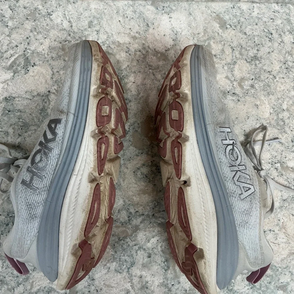 Hoka Running Shoes Gaviota 5 Size 8 Silver Pink Stability Sneakers 1134235